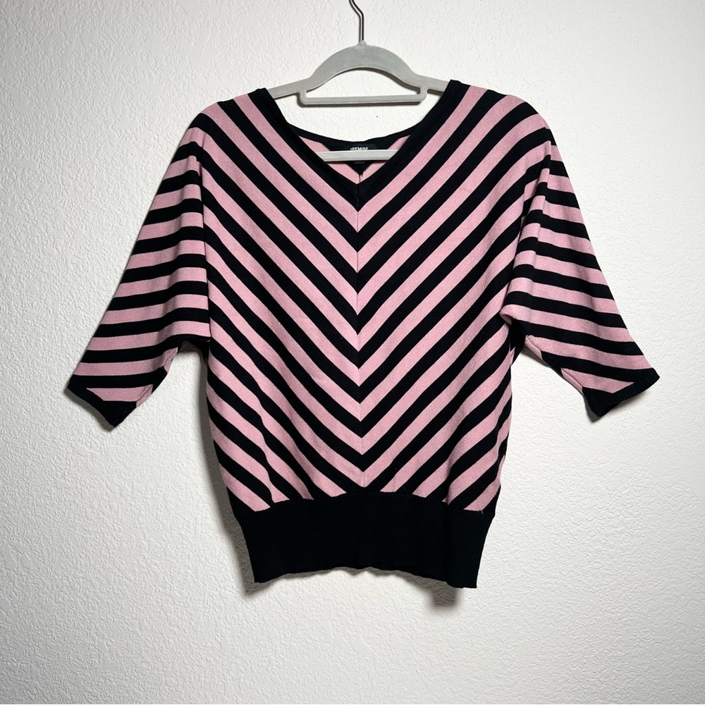 Y2K 2000s mcbling pink and black stripe knit top